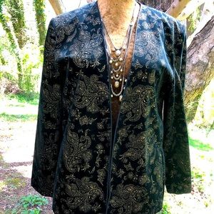 Black and Gold Velvet Blazer